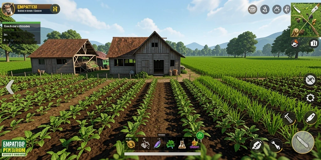 Tampilan gameplay menarik dari EMPATI138, menampilkan aktivitas bertani.