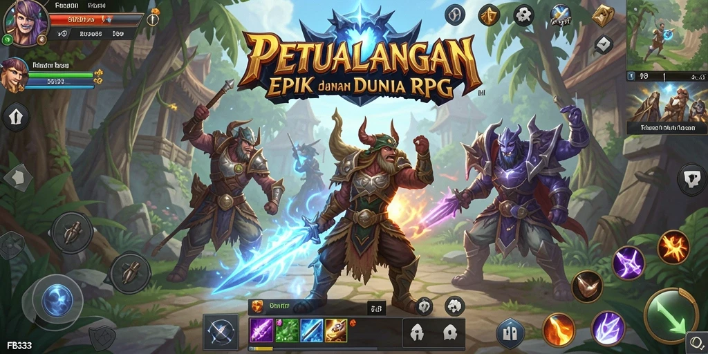 Screenshot menunjukkan pertarungan seru di dunia RPG FB333.