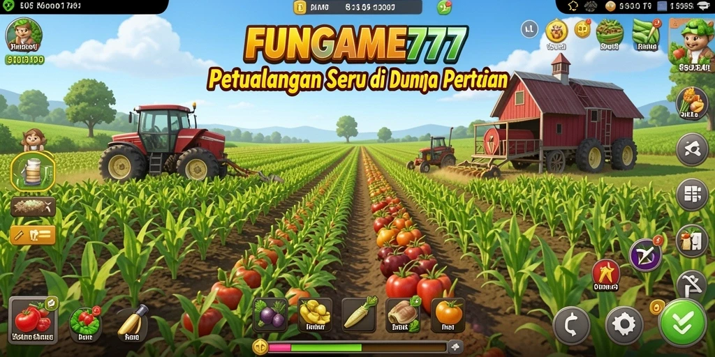 Tampilan gameplay menarik saat mengelola ladang pertanian di FUNGAME777.