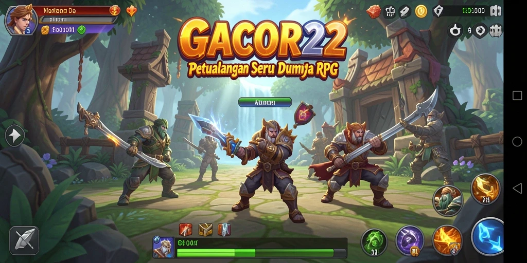 Screenshot GACOR22 menampilkan pertarungan RPG yang epik dan menonjol.