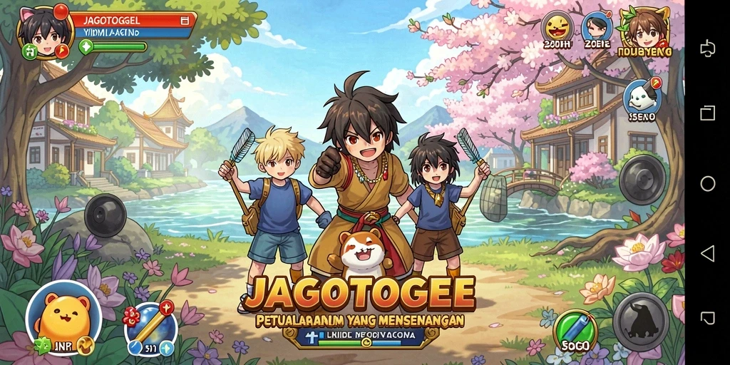 Tampilan gameplay yang penuh aksi di JAGOTOGEL dengan karakter anime yang unik.