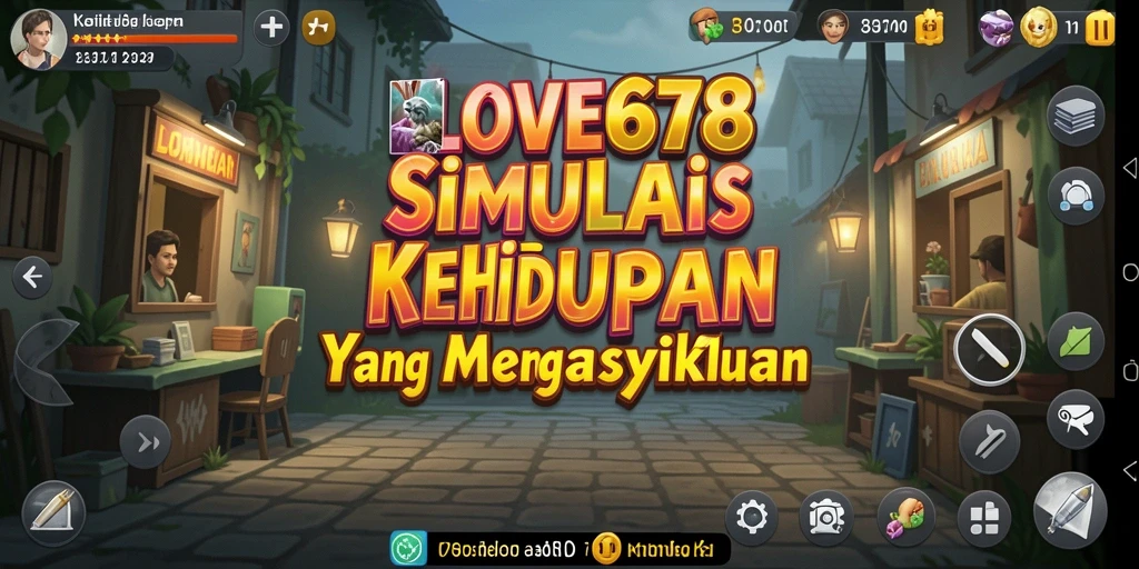 Screenshot utama LOVE678 menampilkan interaksi karakter dalam gameplay Simulation.