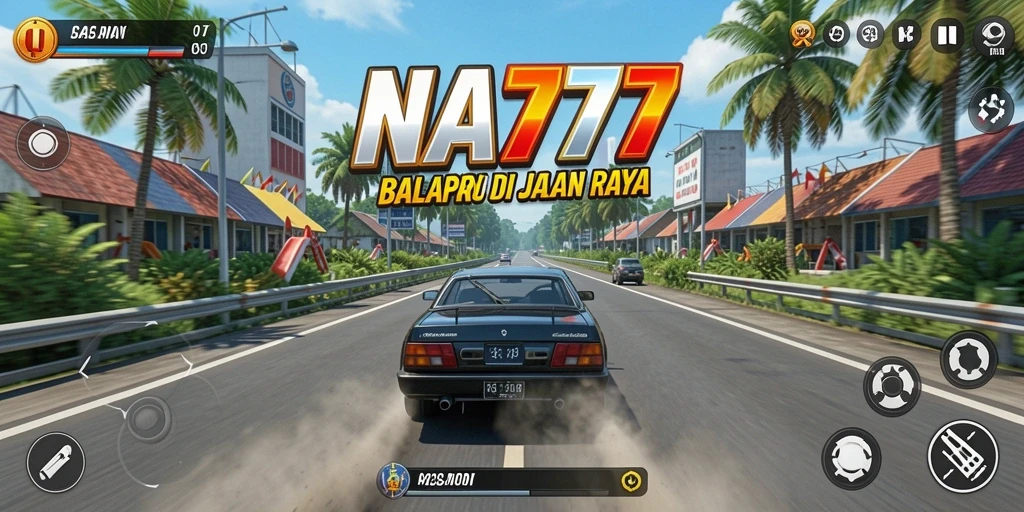 Tangkapan layar menggambarkan aksi balapan seru di NA777.