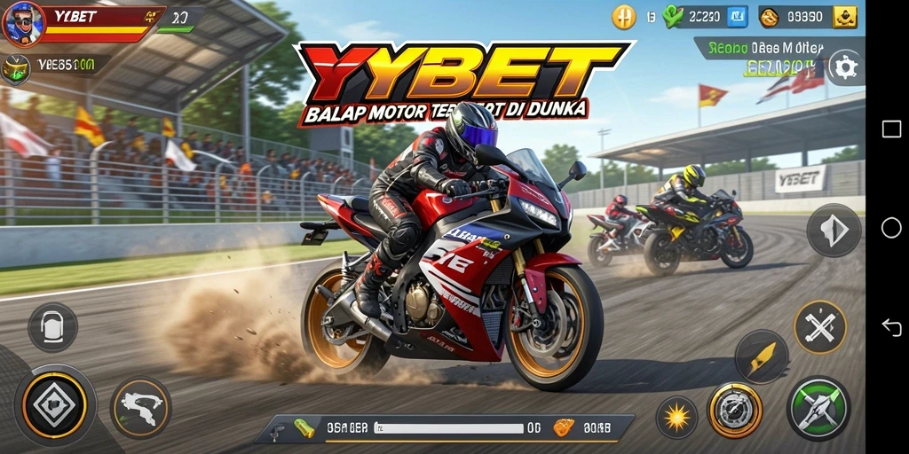 Gameplay intense dalam balapan motor yang menegangkan.
